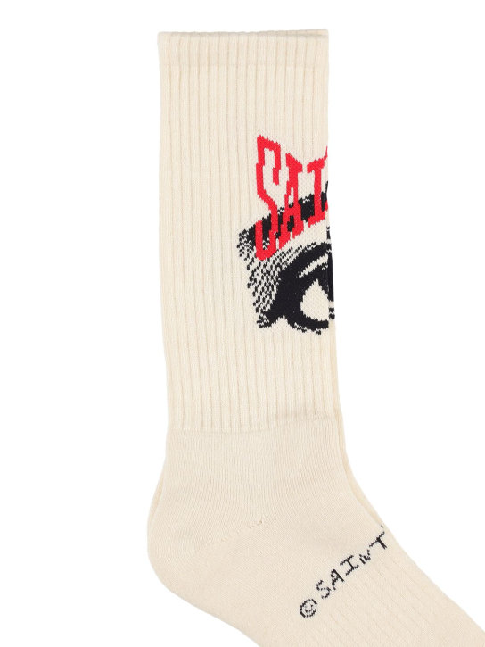 Saint Michael: Logo cotton blend socks - Bej - men_1 | Luisa Via Roma