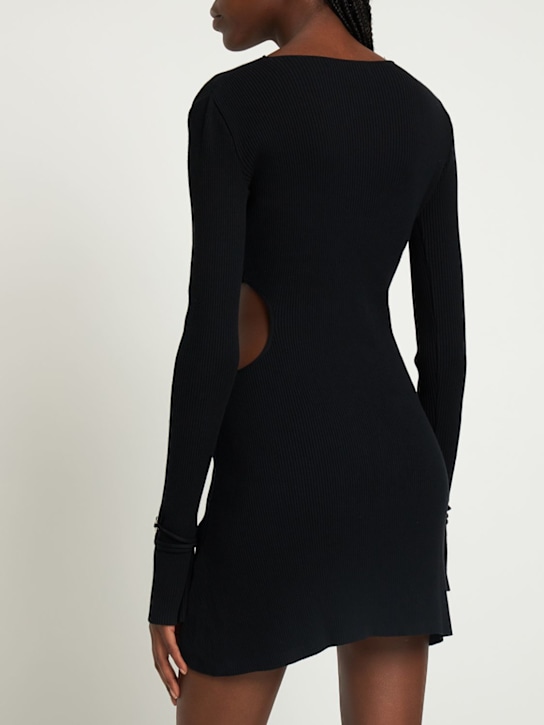 Mach & Mach: Vestito in maglia di viscosa a coste stretch - Nero - women_1 | Luisa Via Roma