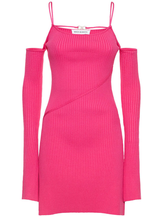 Mach & Mach: Vestito in maglia a costine stretch - Fucsia - women_0 | Luisa Via Roma