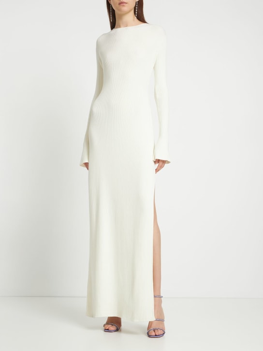 Mach & Mach: Langes Kleid aus Stretch-Strickripp - Weiß - women_1 | Luisa Via Roma