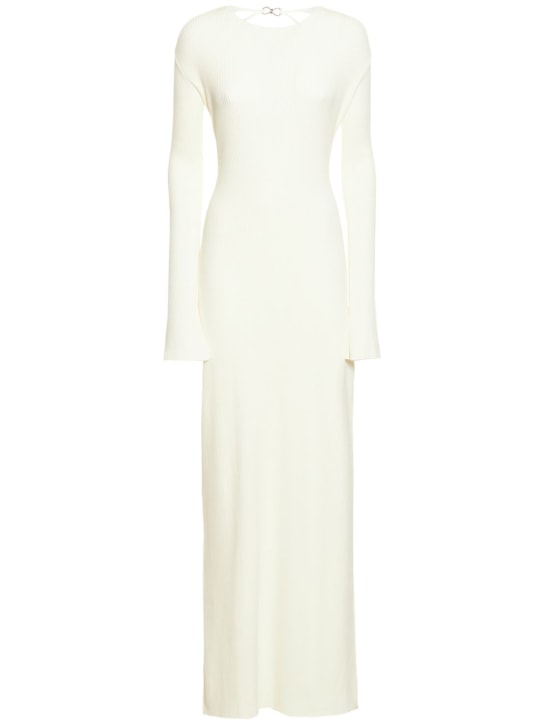 Mach & Mach: Langes Kleid aus Stretch-Strickripp - Weiß - women_0 | Luisa Via Roma