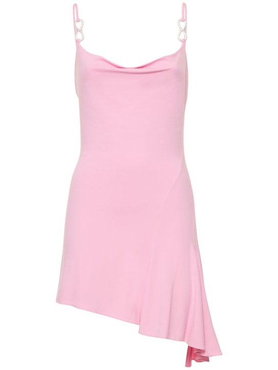 Mach & Mach: Draped embellished viscose mini dress - Pink - women_0 | Luisa Via Roma
