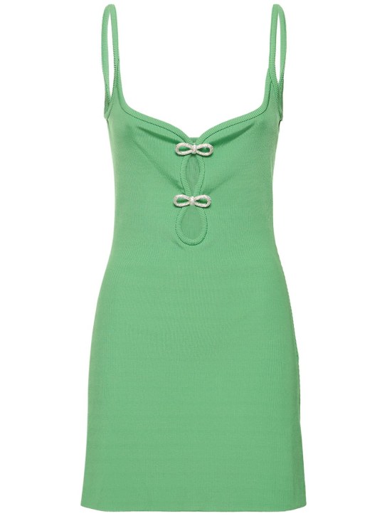 Mach & Mach: Robe courte en viscose stretch embellie - Vert - women_0 | Luisa Via Roma