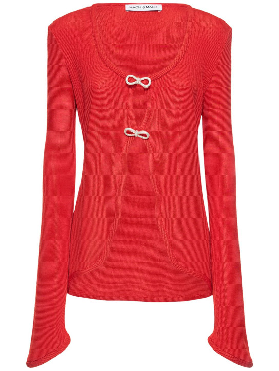 Mach & Mach: Strickjacke mit verzierter Viskose - Rot - women_0 | Luisa Via Roma