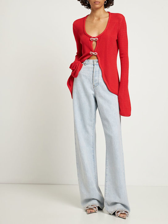 Mach & Mach: Strickjacke mit verzierter Viskose - Rot - women_1 | Luisa Via Roma