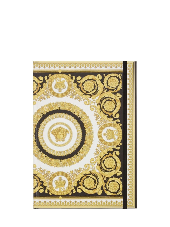 Versace: Crete De Fleur notebook - Altın/Beyaz/Siyah - ecraft_0 | Luisa Via Roma