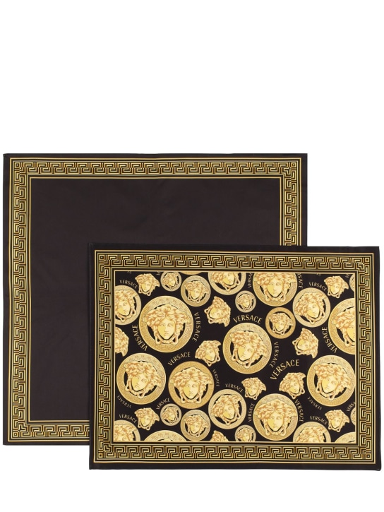 Versace: Set of 2 Medusa Amplified tablemats - Siyah/Altın - ecraft_0 | Luisa Via Roma