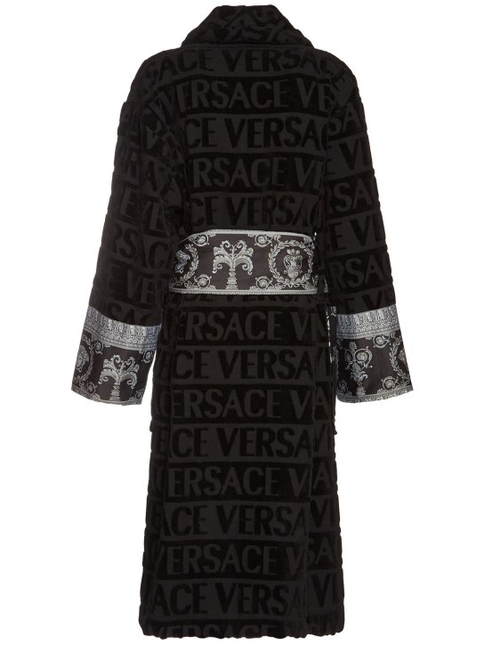 Versace: Cotton bathrobe - Black - ecraft_1 | Luisa Via Roma