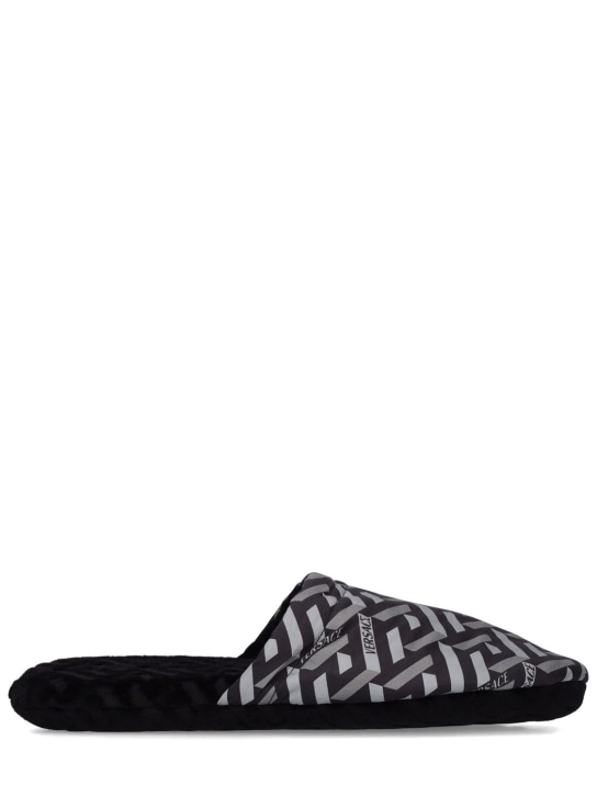 Versace: Greca signature slippers - Black/grey - ecraft_0 | Luisa Via Roma