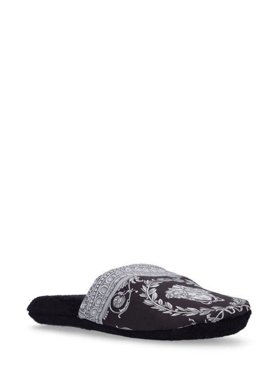 Versace: Cotton slippers - Black - ecraft_1 | Luisa Via Roma