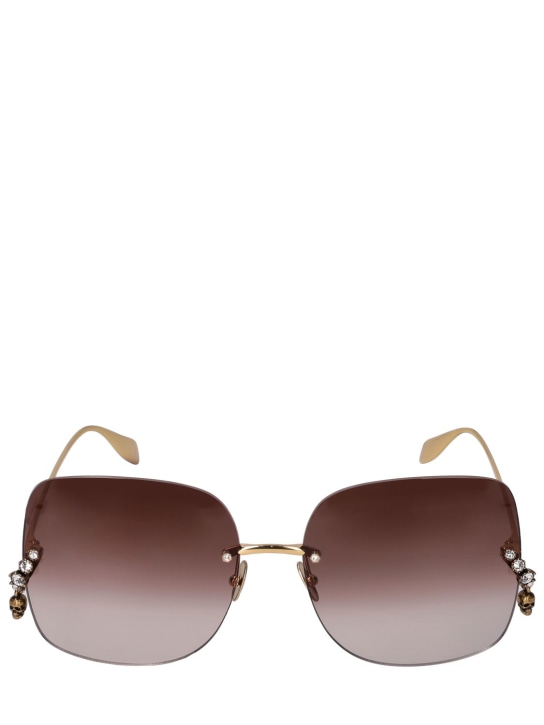 Alexander McQueen: AM0390S jeweled metal sunglasses - Altın Rengi - women_0 | Luisa Via Roma
