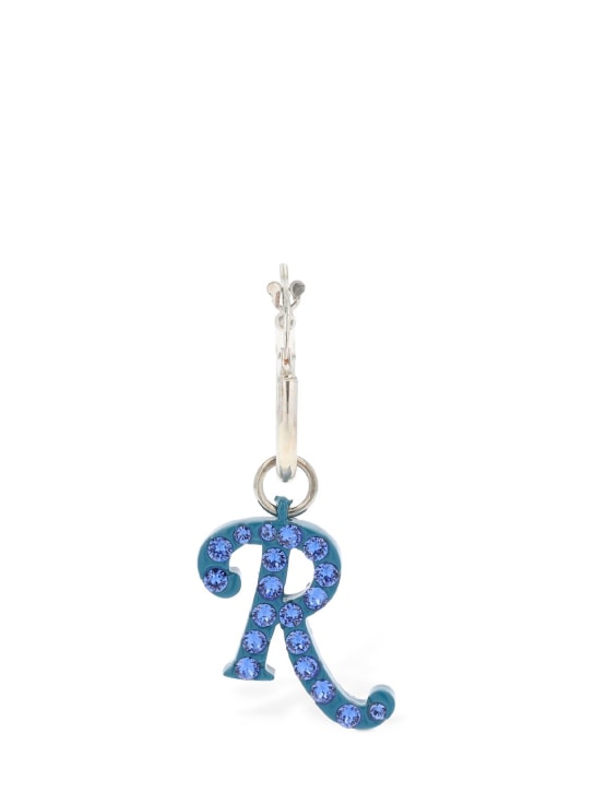 Raf Simons: Big R mono earring w/ crystals - Blue - men_0 | Luisa Via Roma