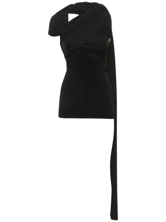 Az Factory: Top asimmetrico Thebe Bagugu in maglia - Nero - women_0 | Luisa Via Roma