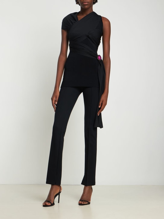 Az Factory: Top asimmetrico Thebe Bagugu in maglia - Nero - women_1 | Luisa Via Roma