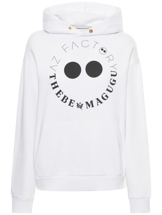 Az Factory: Thebe Bagugu logo cotton jersey hoodie - White - women_0 | Luisa Via Roma
