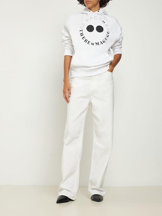 Az Factory: Thebe Bagugu logo cotton jersey hoodie - White - women_1 | Luisa Via Roma