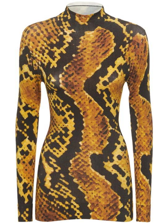 Az Factory: Haut en jersey imprimé python Thebe Bagugu - Jaune/Noir - women_0 | Luisa Via Roma