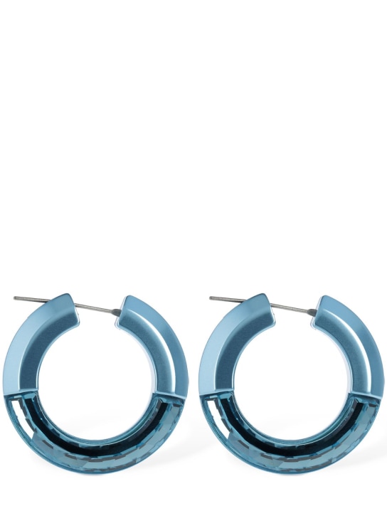 Swarovski: Lucent Swarovski hoop earrings - Blue - women_1 | Luisa Via Roma