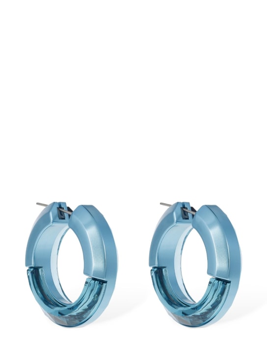 Swarovski: Lucent Swarovski hoop earrings - Blue - men_0 | Luisa Via Roma