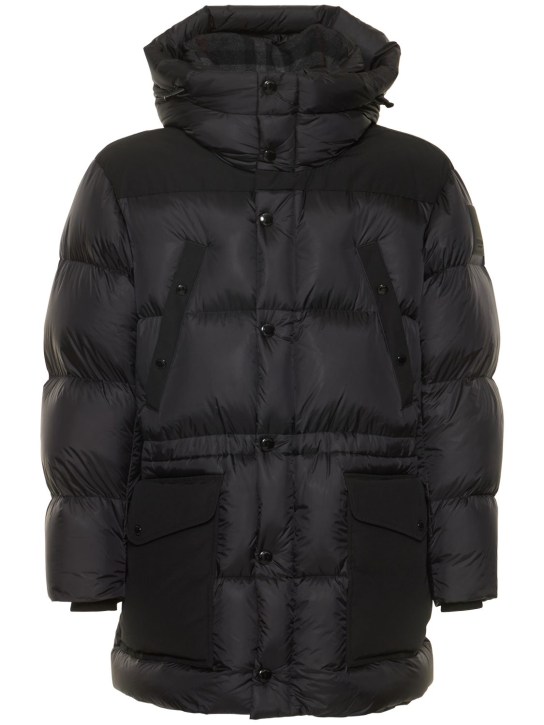 Burberry: Lindford hooded nylon down jacket - Black - men_0 | Luisa Via Roma