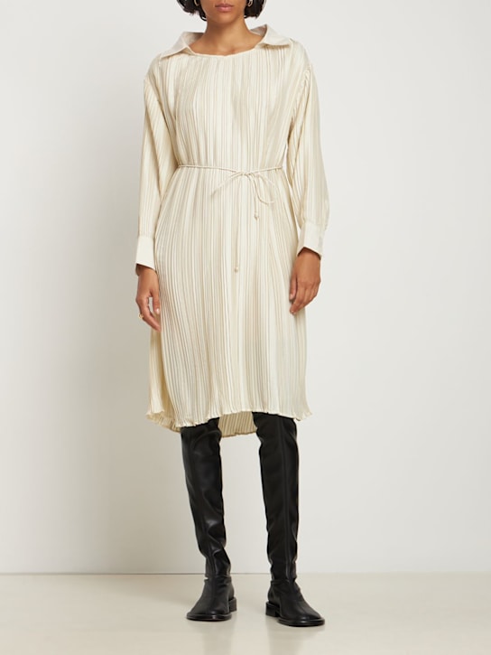 Deveaux: Shannon satin & poplin tunic dress - Ecru - women_1 | Luisa Via Roma