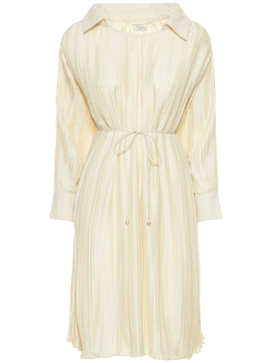 Deveaux: Shannon satin & poplin tunic dress - Ecru - women_0 | Luisa Via Roma