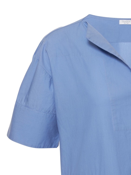 Deveaux: Octavia cotton poplin wide midi dress - Blue - women_1 | Luisa Via Roma