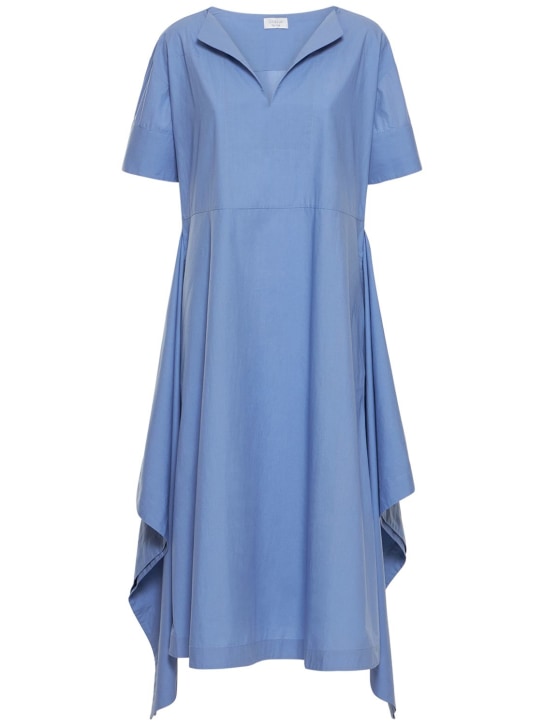 Deveaux: Octavia cotton poplin wide midi dress - Blue - women_0 | Luisa Via Roma