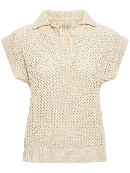 Deveaux: Melody cotton blend crochet knit vest - women_0 | Luisa Via Roma