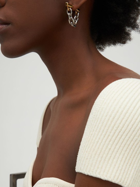 Rabanne: XL link chain earrings - Gold/Silver - women_1 | Luisa Via Roma
