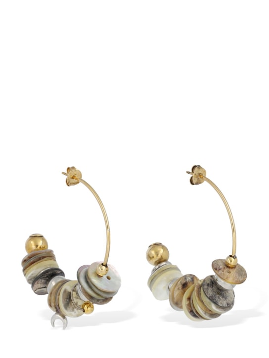 Marine Serre: Nacre Disks big hoop earrings - Gold/Multi - women_0 | Luisa Via Roma