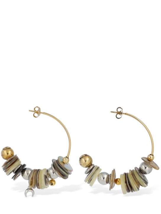 Marine Serre: Nacre Disks big hoop earrings - Gold/Multi - women_1 | Luisa Via Roma