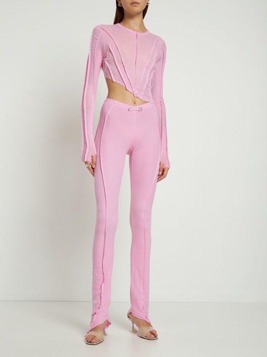 Sami Miro Vintage: Camiseta asimétrica de jersey acanalado - Rosa - women_1 | Luisa Via Roma