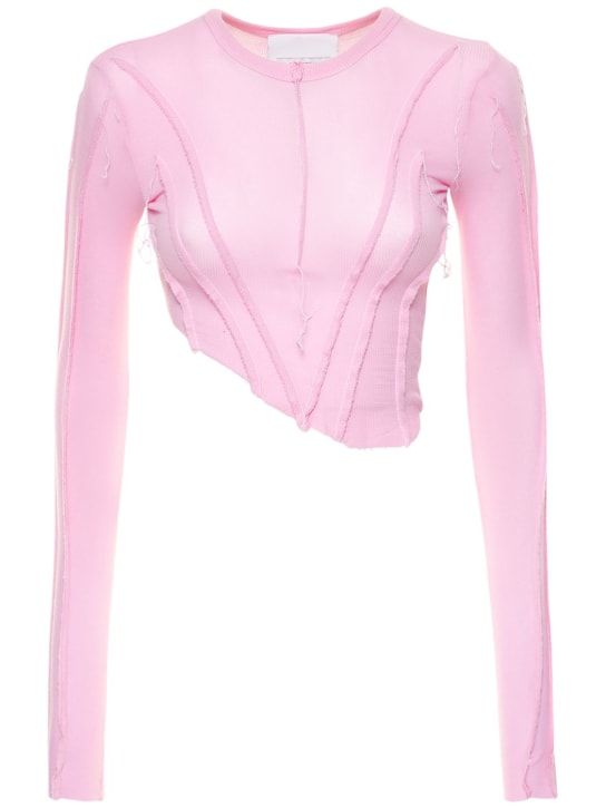 Sami Miro Vintage: Camiseta asimétrica de jersey acanalado - Rosa - women_0 | Luisa Via Roma