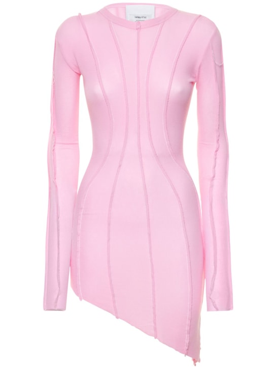 Sami Miro Vintage: 不对称天丝平纹针织迷你连衣裙 - 粉色 - women_0 | Luisa Via Roma