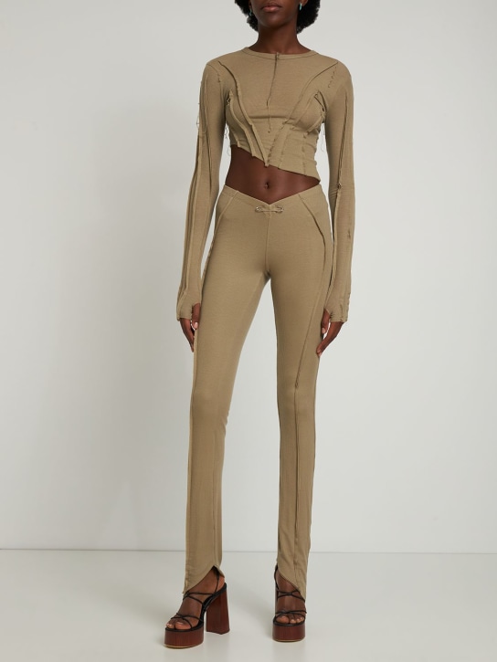 Sami Miro Vintage: Asymmetrische Stretch-Lyocell-Hose - Beige - women_1 | Luisa Via Roma