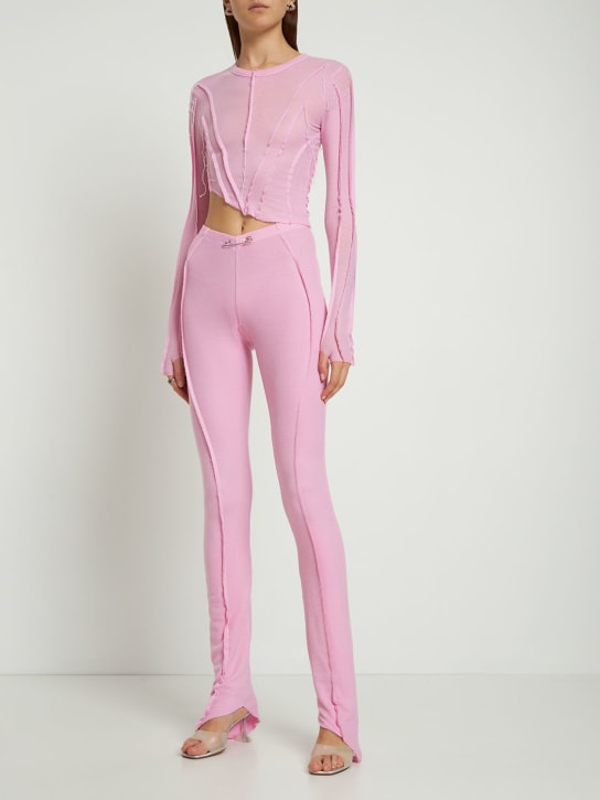 Sami Miro Vintage: Asymmetric stretch tencel pants - Pink - women_1 | Luisa Via Roma