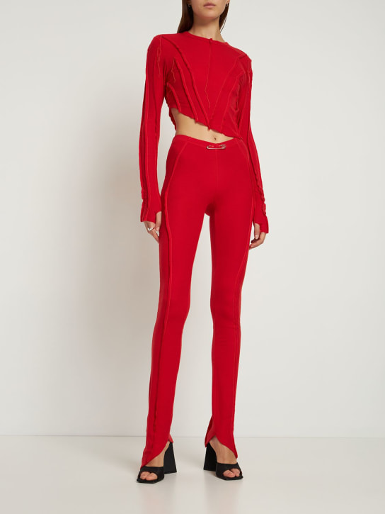 Sami Miro Vintage: Asymmetric stretch tencel pants - Red - women_1 | Luisa Via Roma