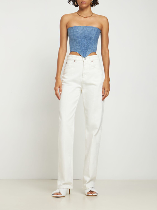 Sami Miro Vintage: Alpha紧身棉质牛仔上衣 - 蓝色 - women_1 | Luisa Via Roma