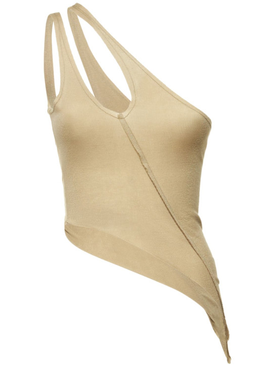 Sami Miro Vintage: Asymmetric one-shoulder jersey tank top - Beige - women_0 | Luisa Via Roma