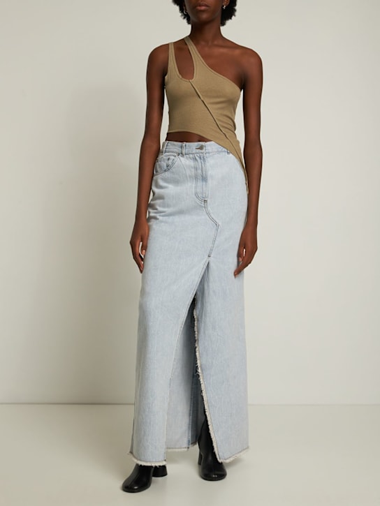 Sami Miro Vintage: Asymmetric one-shoulder jersey tank top - Beige - women_1 | Luisa Via Roma