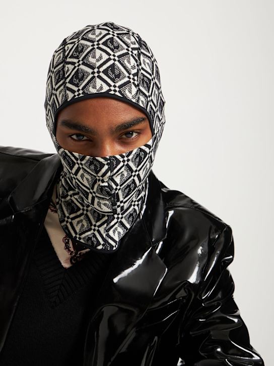 Marine Serre: Moon Diamond recycled nylon balaclava - Black/White - men_1 | Luisa Via Roma