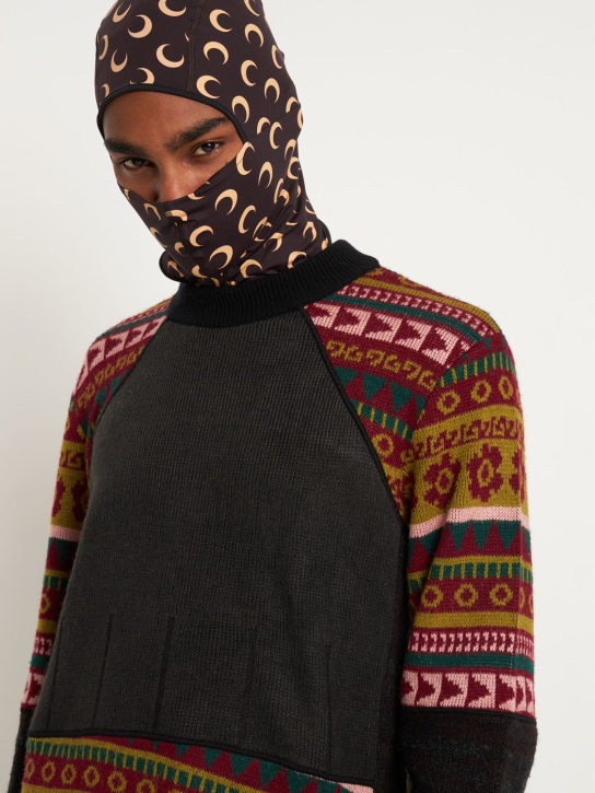 Marine Serre: Moon print recycled nylon balaclava - Brown/Tan - men_1 | Luisa Via Roma