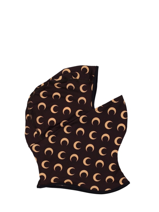 Marine Serre: Moon print recycled nylon balaclava - Brown/Tan - men_0 | Luisa Via Roma