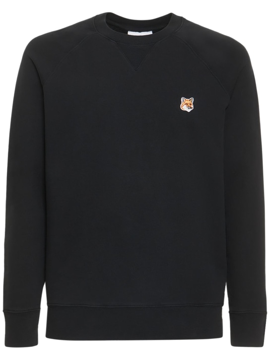 Maison Kitsuné: Fox patch cotton jersey sweatshirt - men_0 | Luisa Via Roma
