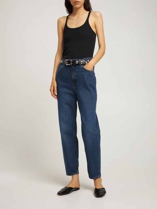 Toteme: Jeans dritti vita alta in cotone organico - Blu - women_1 | Luisa Via Roma