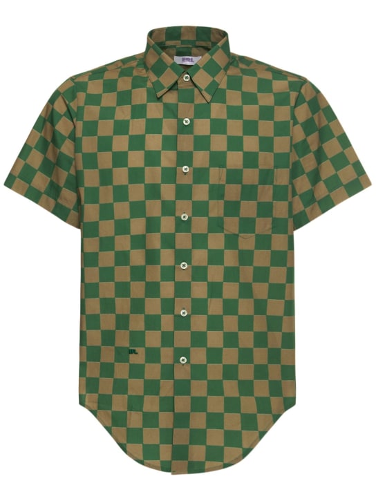 ERL: Checkered cotton s/s shirt - Green - men_0 | Luisa Via Roma