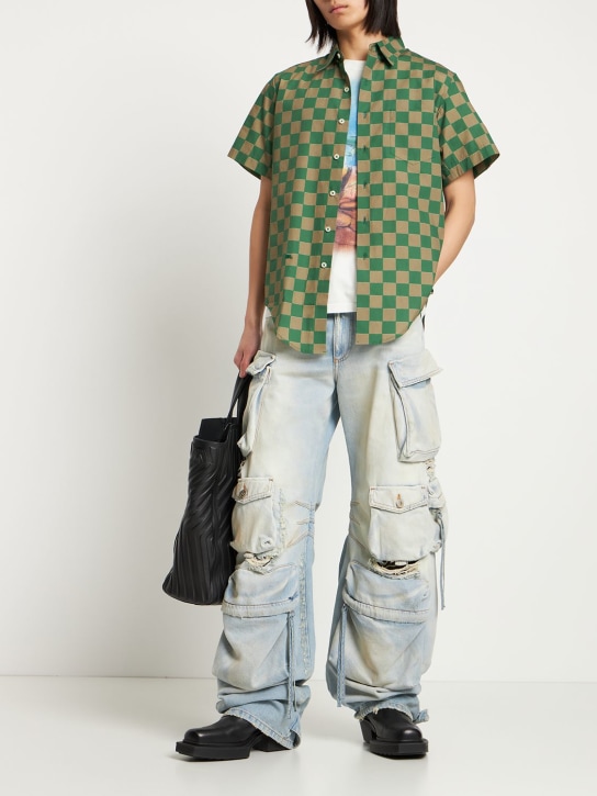 ERL: Checkered cotton s/s shirt - Green - men_1 | Luisa Via Roma