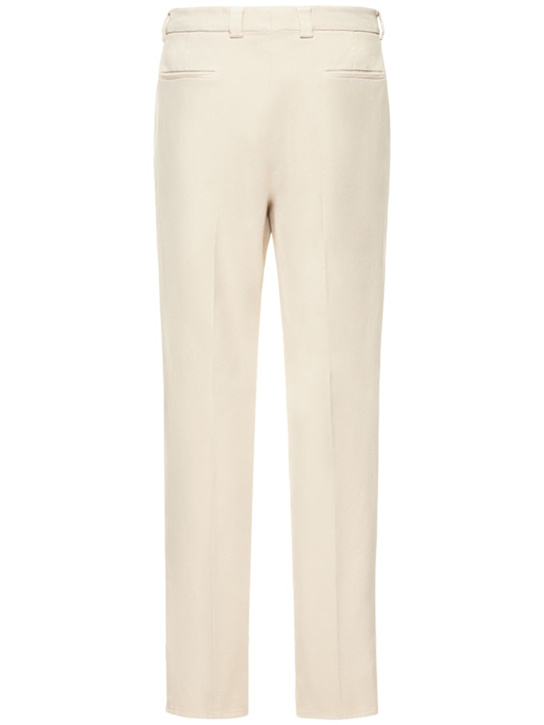 Brunello Cucinelli: Dyed cotton blend pants - Beige - men_1 | Luisa Via Roma