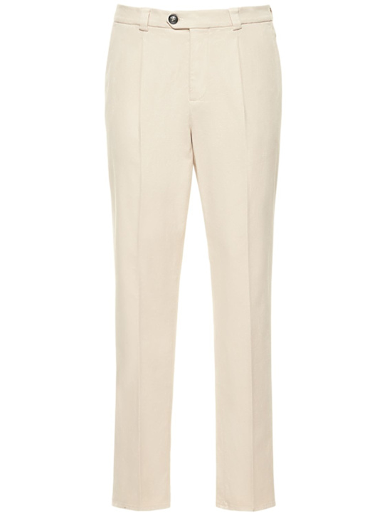 Brunello Cucinelli: Dyed cotton blend pants - Beige - men_0 | Luisa Via Roma